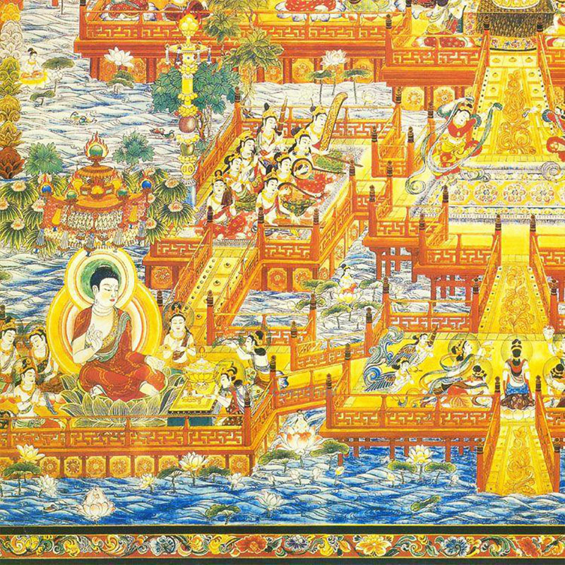 《西方极乐世界庄严图》卷轴挂画_稀世名作触手可及_林艺堂仿真画