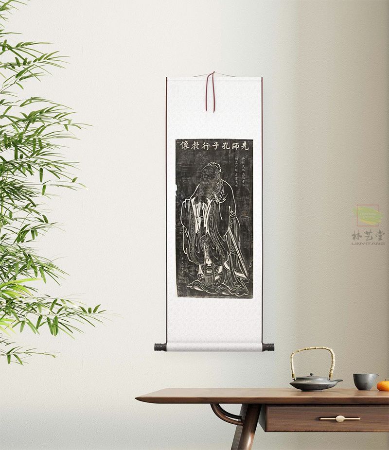 唐吴道子《先师孔子行教像》拓片_稀世名作触手可及_林艺堂仿真画