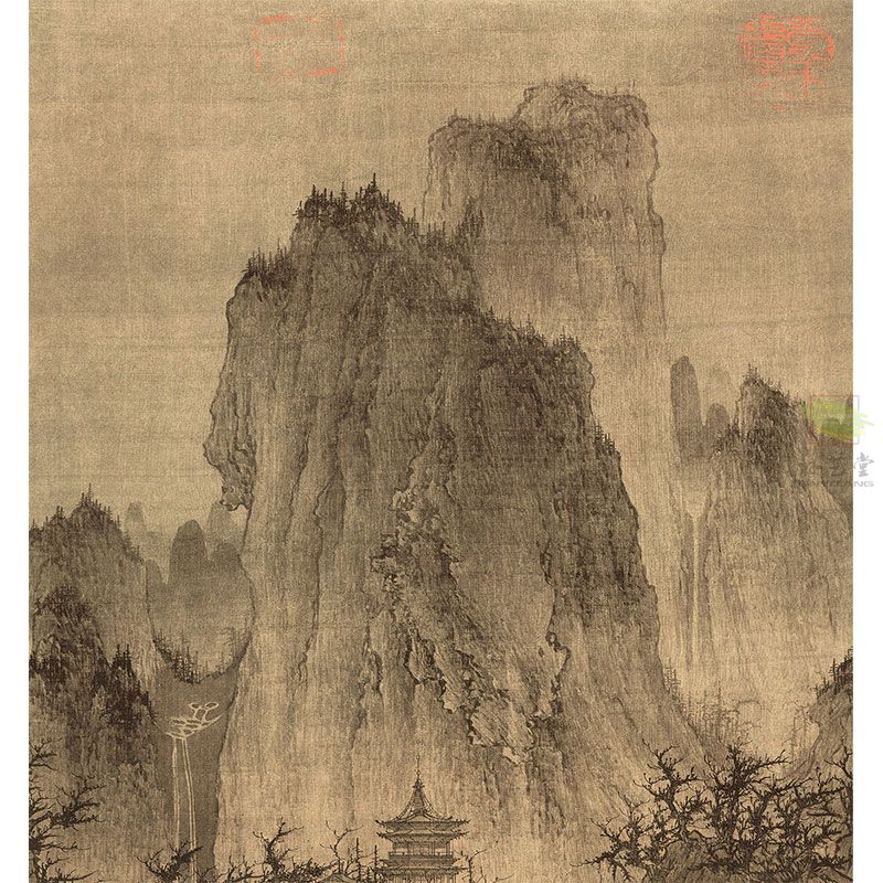 宋李成《晴峦萧寺图》_稀世名作触手可及_林艺堂仿真画